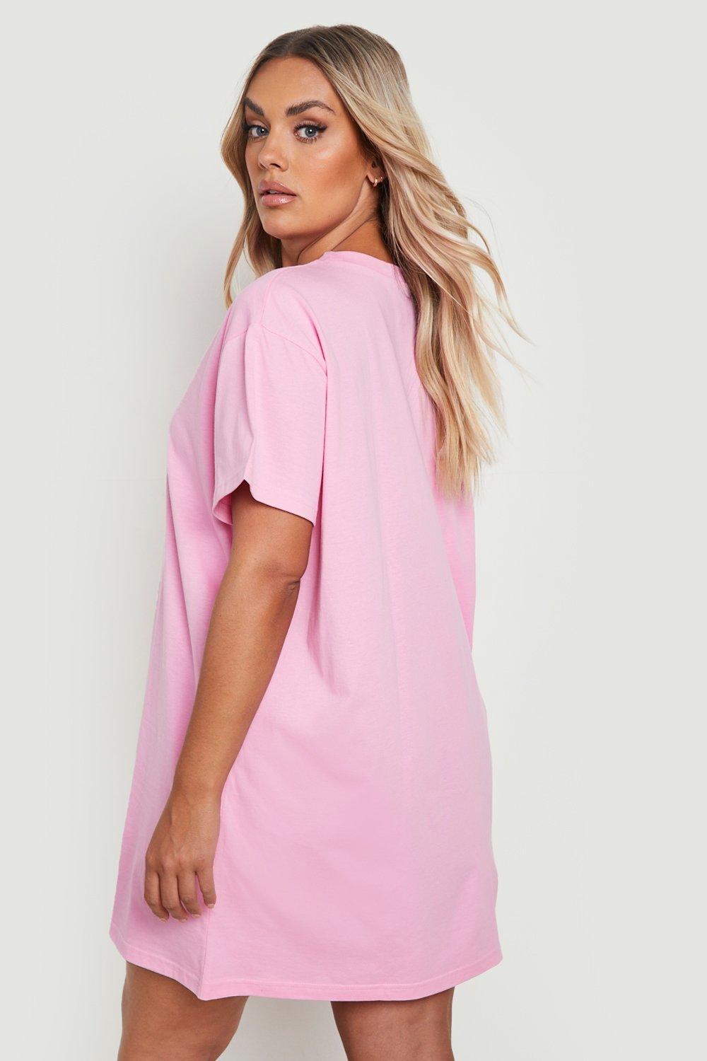 Bright pink clearance t shirt dress